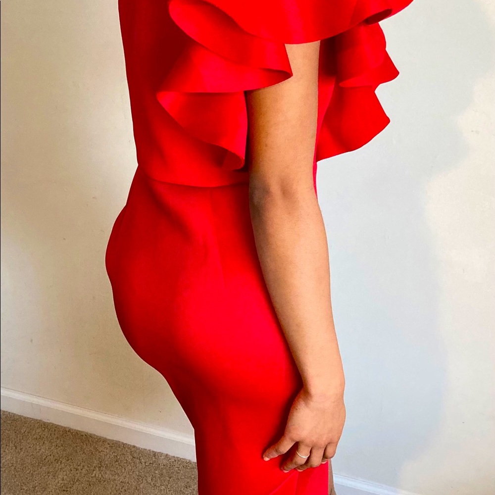 Elegant Red One Shoulder Dress